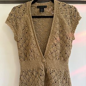 Calvin Klein Jeans tan v neck open knit cardigan sweater